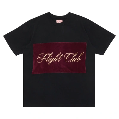 Pre-owned Flight Club Script T-shirt 'black/velour Burgundy'