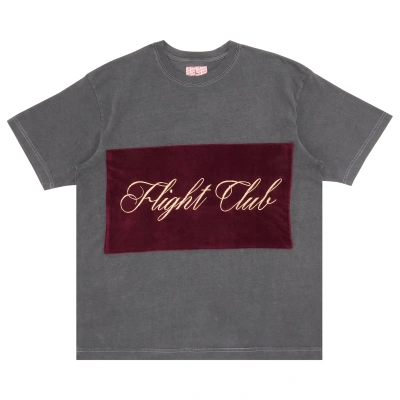 Pre-owned Flight Club Script T-shirt 'washed Black/velour Burgundy'