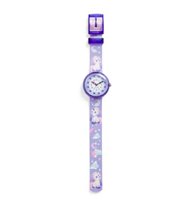Flik Flak Mystic Land Cosmicat Watch In Purple