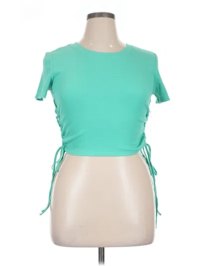 Pre-owned Flirtitude Short Sleeve Top Green One Shoulder Neckline Tops