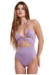 Flirtt Gottex Check It Out Cut Out One Piece In Multi Purple