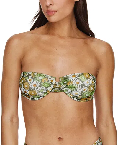 Flirtt Gottex Gardenia Underwire Bandeau Bikini Top In Green