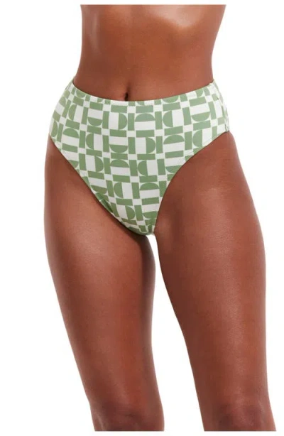Flirtt Gottex Let's Geo High Rise High Leg Swim Bottom In Green