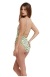 Flirtt Gottex Let's Geo Open Back One Piece In Multi Green