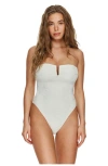 Flirtt Gottex Mermaid Island Textured Bandeau One Piece In White