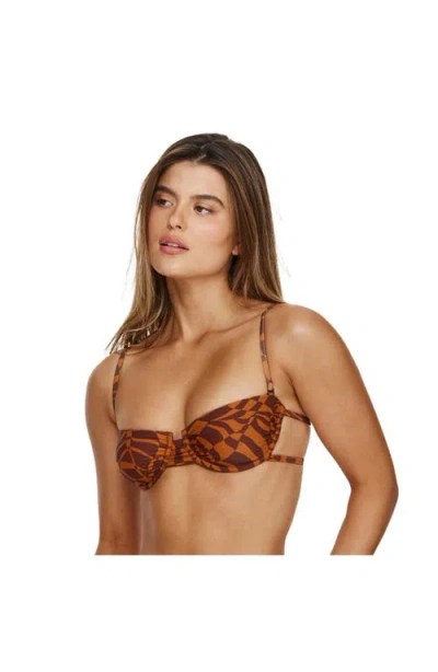 Flirtt Gottex Retro Jungle Underwire Bandeau Bikini Top In Brown