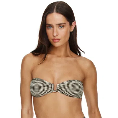 Flirtt Gottex Sandy Beach Textured Bandeau Bikini Top In Brown