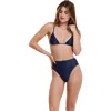 Flirtt Gottex Satin Touch Triangle Bikini Top In Navy
