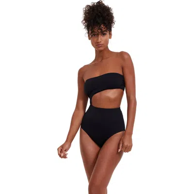 Flirtt Gottex Solid Bandeau Cut Out One Piece In Black
