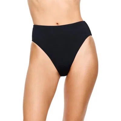 Flirtt Gottex Solid Black High Waist Bikini Bottom Swimsuit