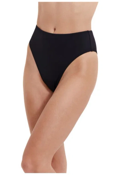 Flirtt Gottex Solid High Rise High Leg Bikini Bottom In Black