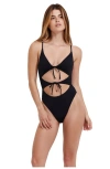 Flirtt Gottex Solid Triangle Cut Out One Piece In Black