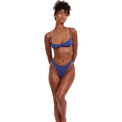 Flirtt Gottex Solid V Neck Bikini Top In Dusk Blue