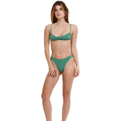 Flirtt Gottex Solid V Neck Bikini Top In Green