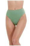 Flirtt Gottex Spring Days Textured High Rise High Leg Swim Bottom In Dusk Green