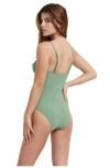 Flirtt Gottex Spring Days Textured Underwire One Piece In Dusk Green