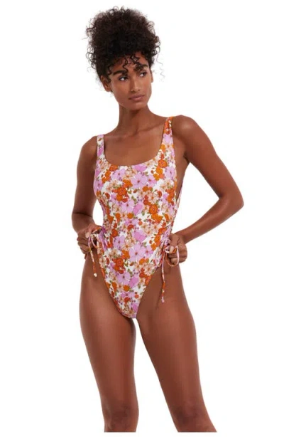 Flirtt Gottex Vintage Florals Scoop Neck Adjustable One Piece In Multi