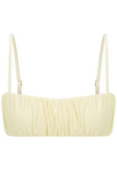 Floating Swim Women's Neutrals Havana Top - Lime Cream Crinkle In Yellow