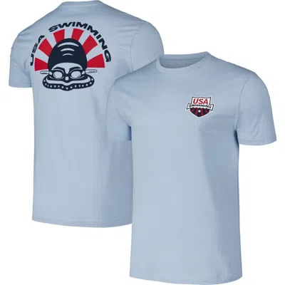 Flomotion Unisex  Powder Blue Usa Swimming Swimmer T-shirt