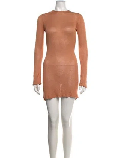 Pre-owned Flook Crew Neck Mini Dress In Brown