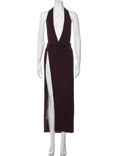 Pre-owned Flook Halterneck Long Dress In Burgundy