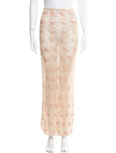 Pre-owned Flook Lace Pattern Midi Length Skirt W/ Tags In Neutrals