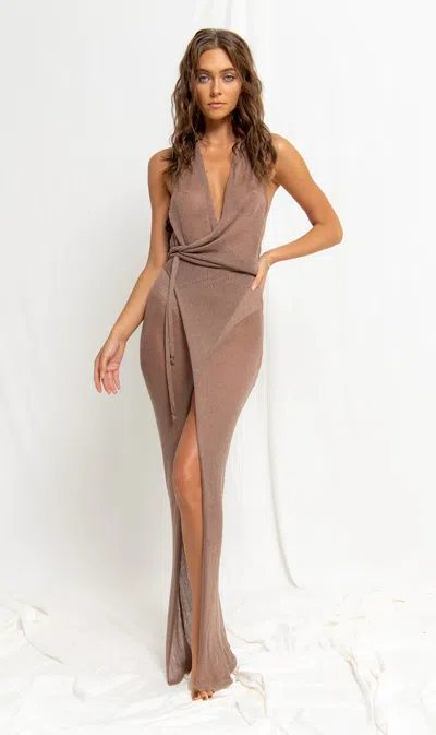 Flook The Label Harley Wrap Dress Mink In Brown