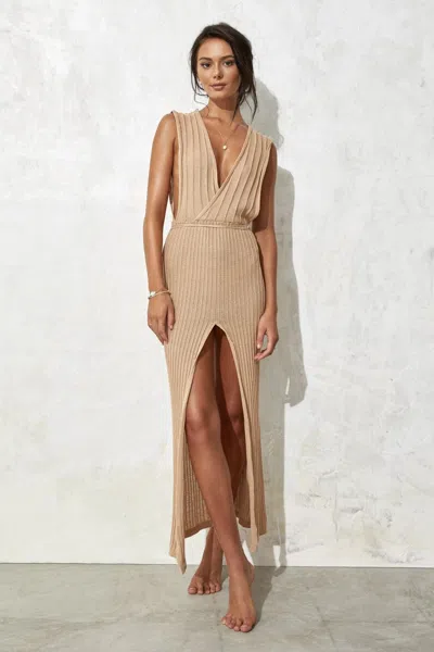 Flook The Label Nimah Dress Tan In Neutral