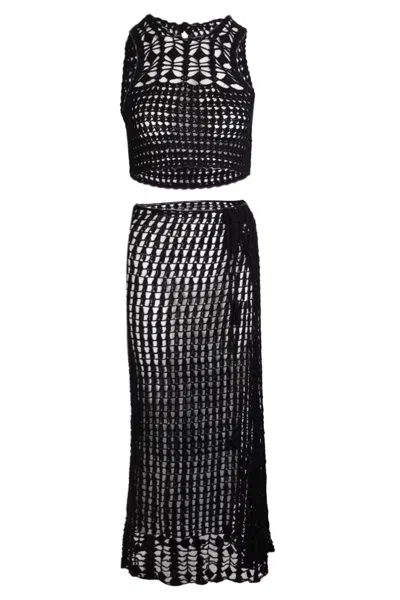 Flook The Label Remi Crop Top &amp; Eliana Skirt Black