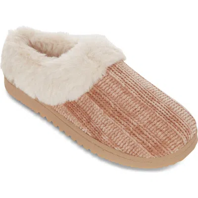 Floopi Chenille Faux Shearling Lined Slipper In Champagne