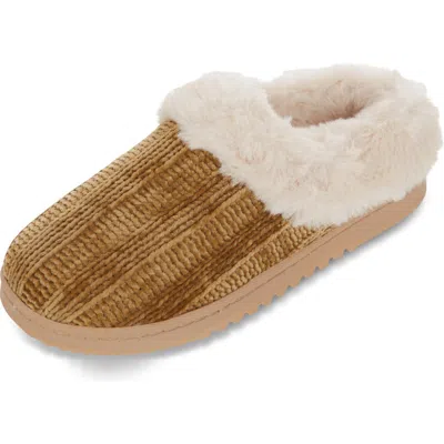 Floopi Chenille Faux Shearling Lined Slipper In Olive Green