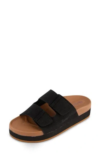 Floopi Double Strap Platform Slide Sandal In Black