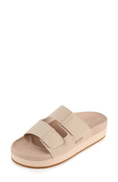 Floopi Double Strap Platform Slide Sandal In Brown