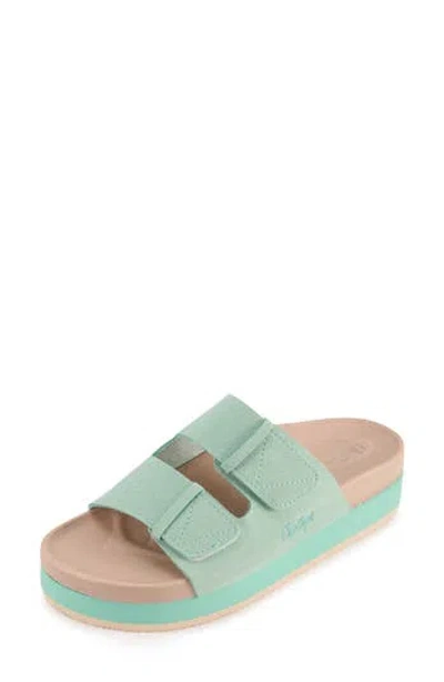 Floopi Double Strap Platform Slide Sandal In Green