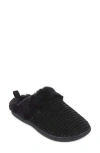 Floopi Faux Fur Trim Velour Clog Slipper In Black
