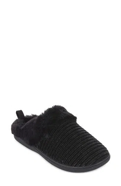 Floopi Faux Fur Trim Velour Clog Slipper In Black