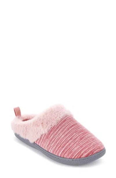 Floopi Faux Fur Trim Velour Clog Slipper In Pink