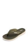 Floopi Faux Leather Thong Sandal In Green