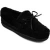 Floopi Faux Suede & Faux Fur Lined Slipper In Black