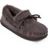Floopi Faux Suede & Faux Fur Lined Slipper In Gray
