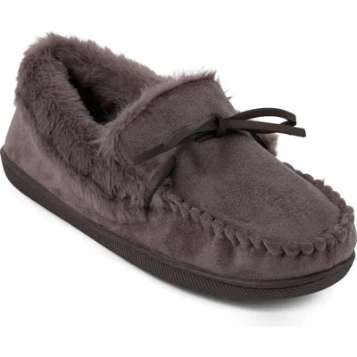 Floopi Faux Suede & Faux Fur Lined Slipper In Gray