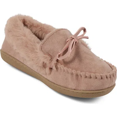 Floopi Faux Suede & Faux Fur Lined Slipper In Pink