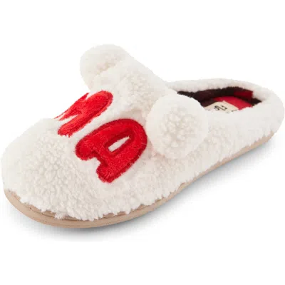 Floopi Mama Bear Faux Shearling Lined Slide Slipper In White
