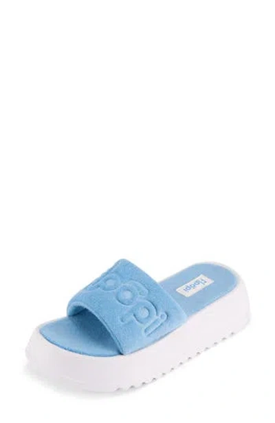 Floopi Terry Platform Slide Sandal In Blue