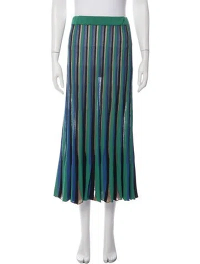 Pre-owned Floor Striped Long Skirt In Blue/green