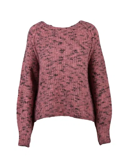 Floor Textured Knit Mohair-wool Blend Sweater With Relaxed Fit In Pink