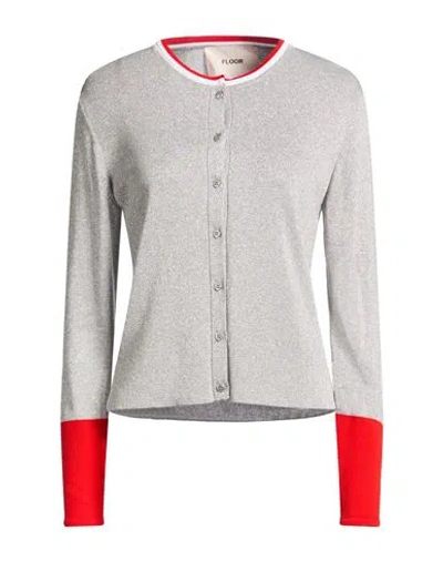 Floor Woman Cardigan Silver Size Xl Viscose, Polyester, Polyamide
