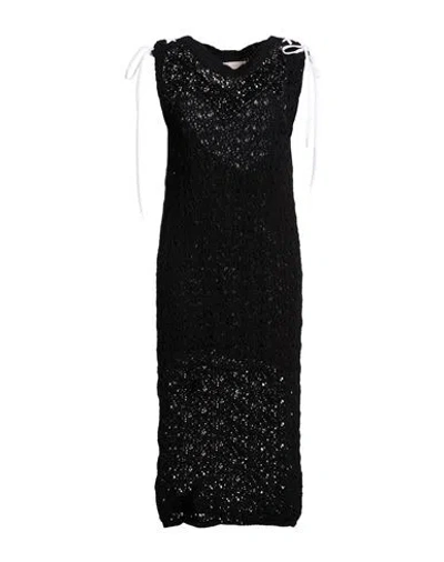 Floor Woman Midi Dress Black Size M Cotton, Polyester