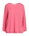 Floor Woman Sweater Fuchsia Size L Viscose, Polyester In Pink