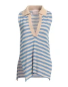 Floor Woman Sweater Light Blue Size M Cotton In Blue